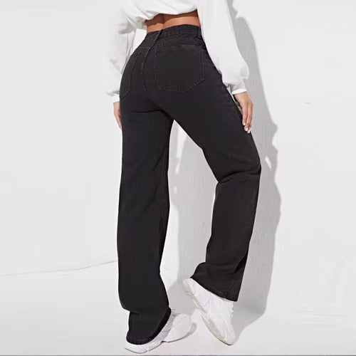 Black High Waisted Wide Leg Jeans | Classic Fit
