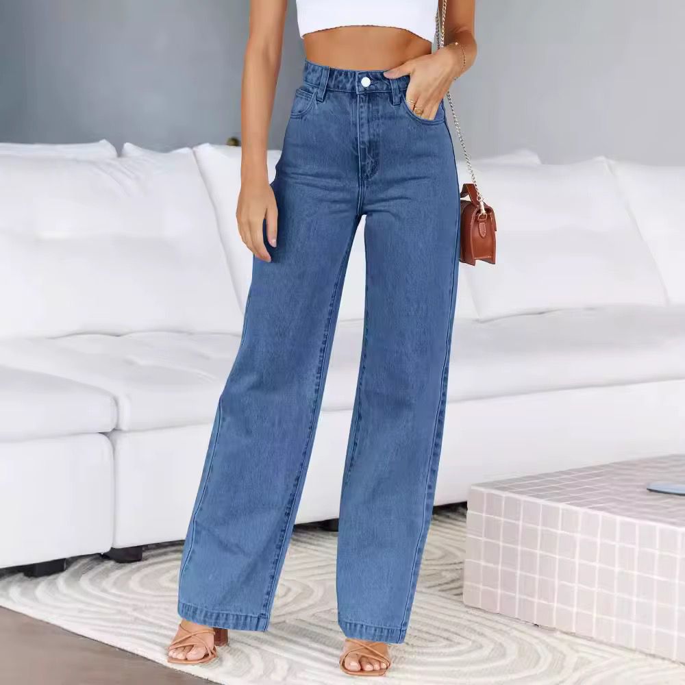 Blue High Waisted Wide Leg Jeans | Classic Denim