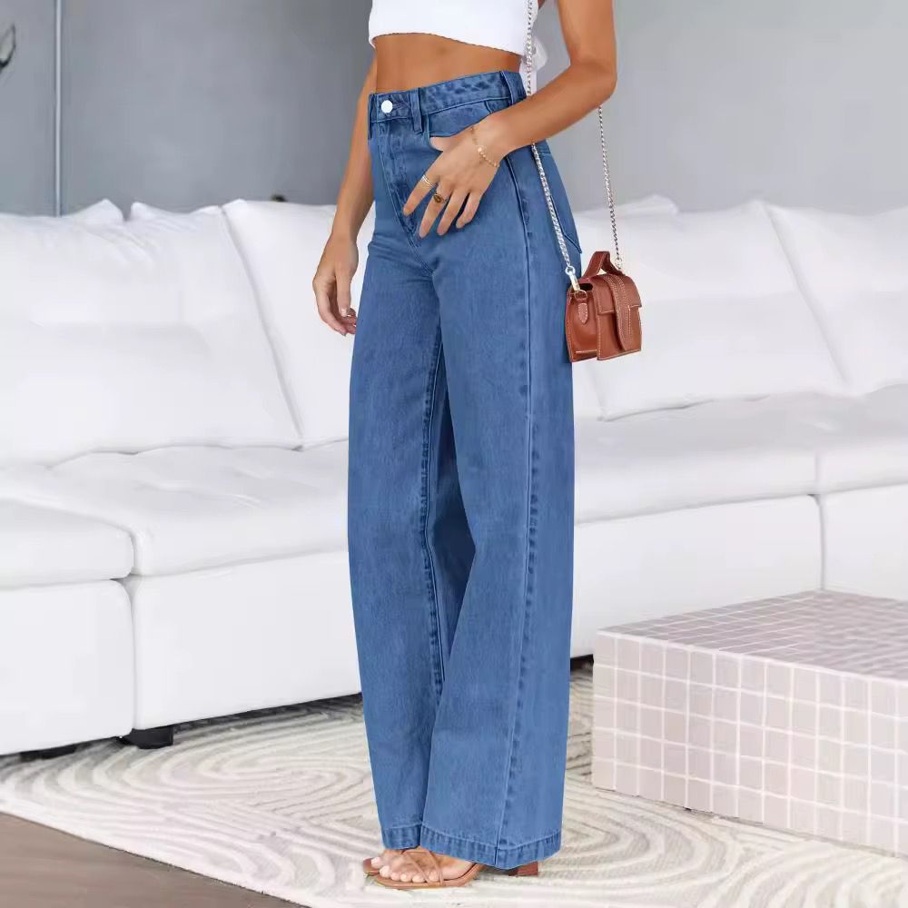 Blue High Waisted Wide Leg Jeans | Classic Denim