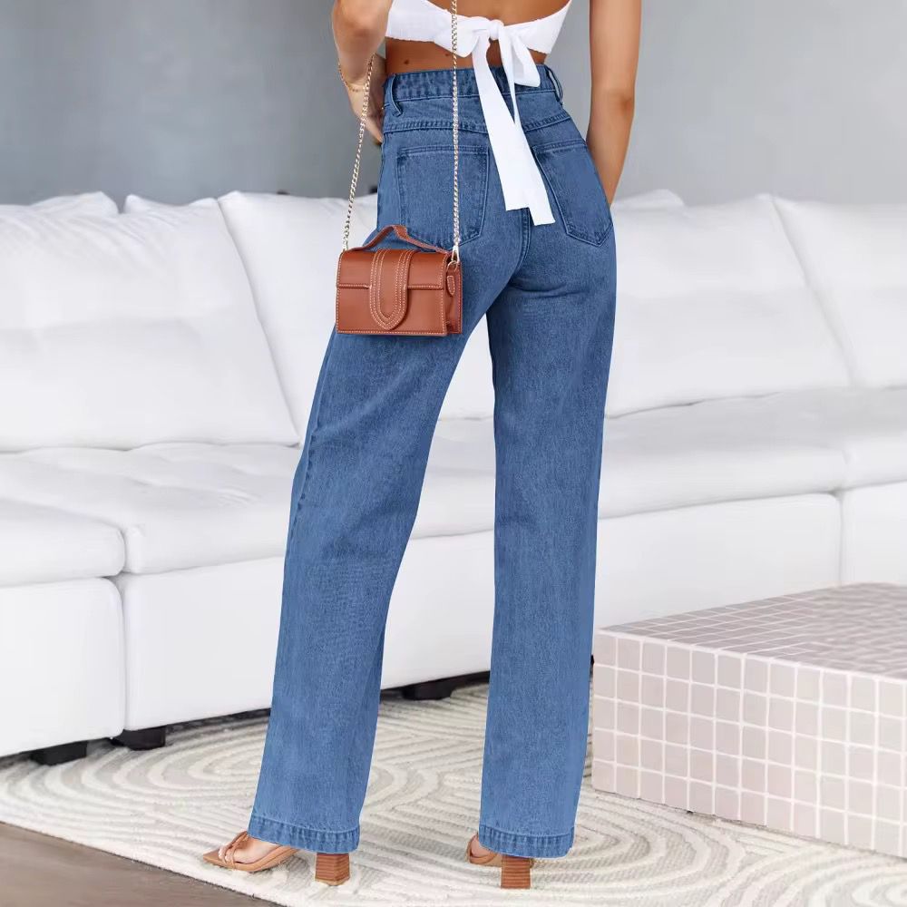 Blue High Waisted Wide Leg Jeans | Classic Denim