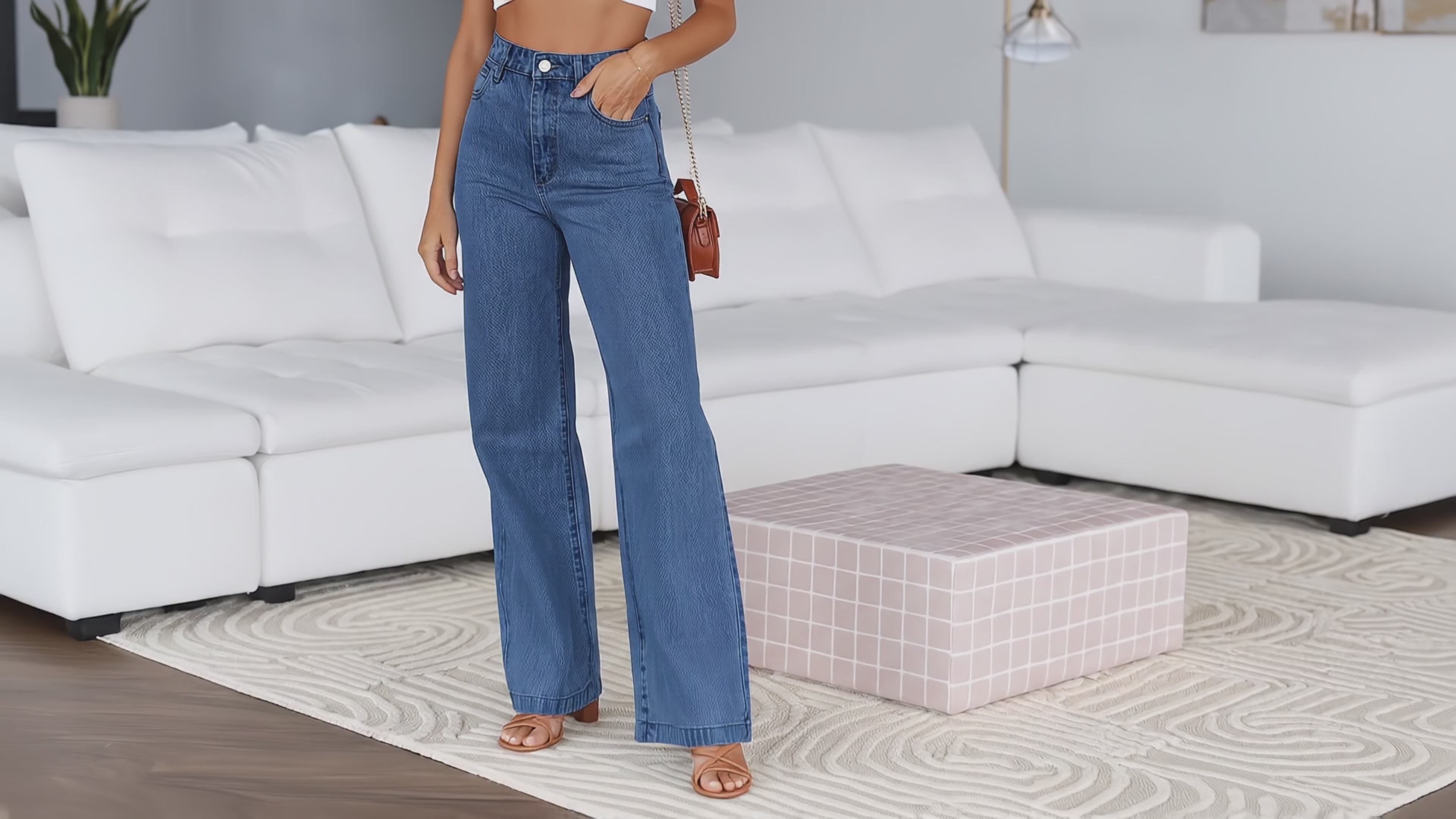 Blue High Waisted Wide Leg Jeans | Classic Denim